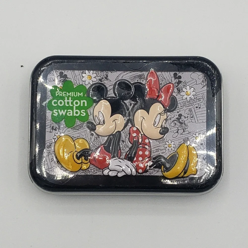Disney Cotton Mickey and Minnie Mouse Travel Cotton‎ Swab Holder/ Trinket Box